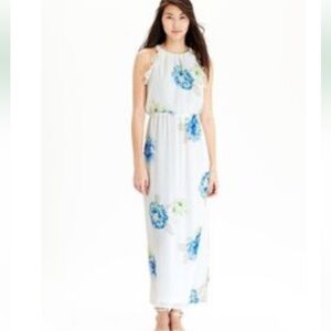 OLD NAVY White & Blue Floral Chiffon Maxi Dress NWOT